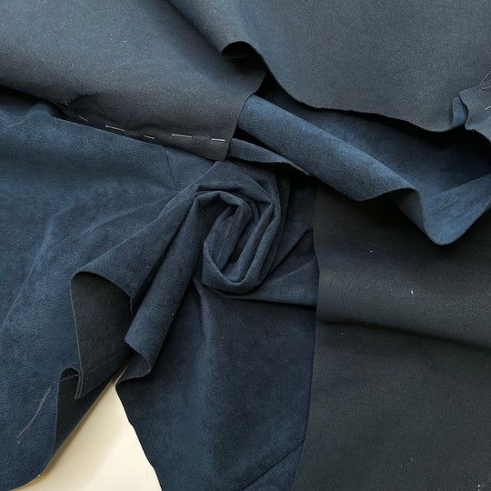 City Girl - Started Jacket Includes Pins Faux Ultra Suede Woven - Navy - 0.9M Bundle - True Deadstock fabric Fabric by private - Sustainable Textile | FABCYCLE
