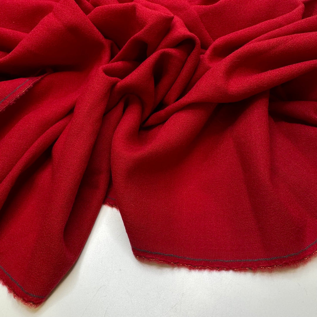 Classic Red Lip - Crepe Wool Woven - Red - 1.55M Bundle - True Deadstock fabric Fabric by private - Sustainable Textile | FABCYCLE