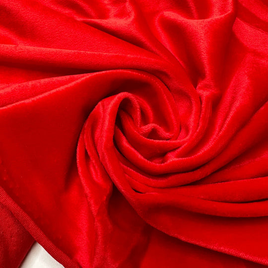 Classic Red Lip - Knitted Velour Poly Knit - Red - 1.85M Bundle - True Deadstock fabric Fabric by private - Sustainable Textile | FABCYCLE