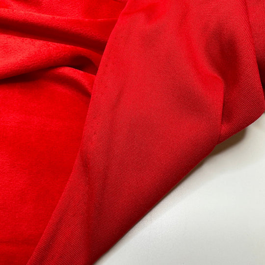Classic Red Lip - Knitted Velour Poly Knit - Red - 1.85M Bundle - True Deadstock fabric Fabric by private - Sustainable Textile | FABCYCLE