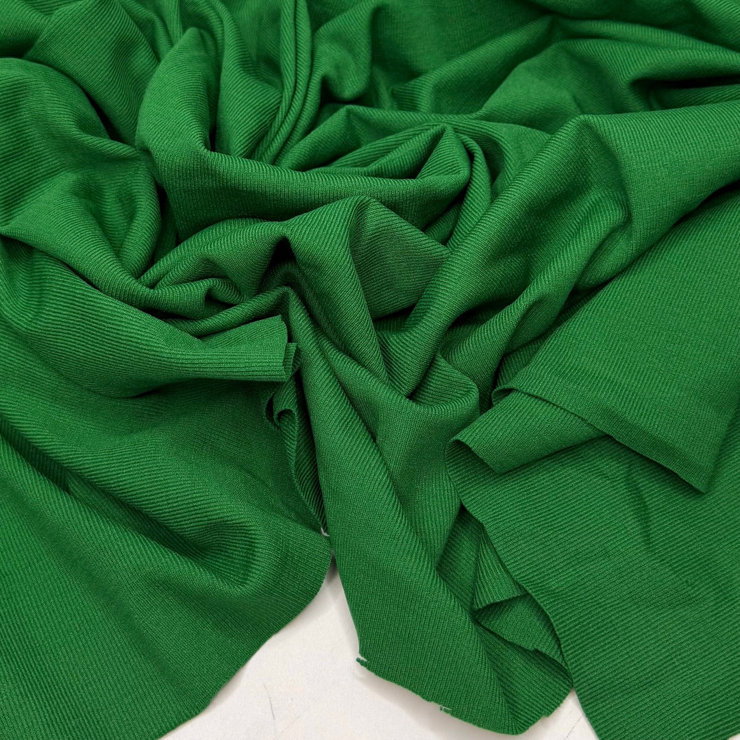 Cleaning The Pool - Rib Knit Polyester Blend Knit - Green - 1M Bundle - True Deadstock fabric Fabric by private - Sustainable Textile | FABCYCLE