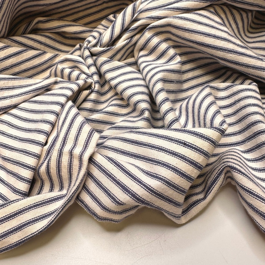 Cleaning Up After Everyone Leaves - Cotton Woven - White/Blue Stripes - 3.55M Bundle - True Deadstock fabric Fabric by private - Sustainable Textile | FABCYCLE