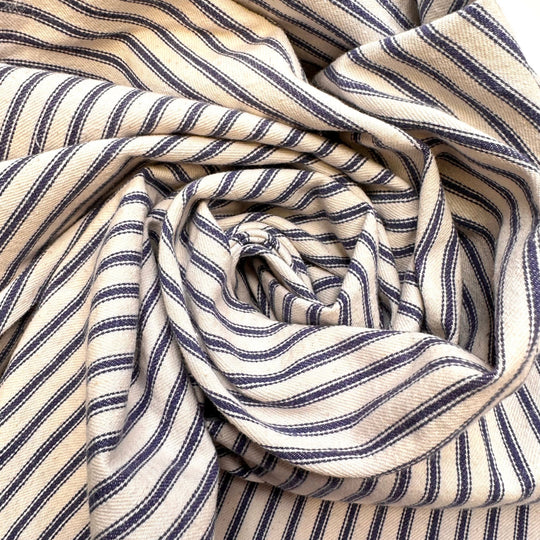 Cleaning Up After Everyone Leaves - Cotton Woven - White/Blue Stripes - 3.55M Bundle - True Deadstock fabric Fabric by private - Sustainable Textile | FABCYCLE