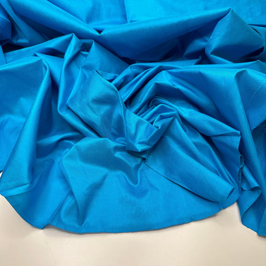 Cleansing Myself Of Bad Vibes - Raw Silk Woven - Blue/Turquoise - 2.6M Bundle - True Deadstock fabric Fabric by private - Sustainable Textile | FABCYCLE