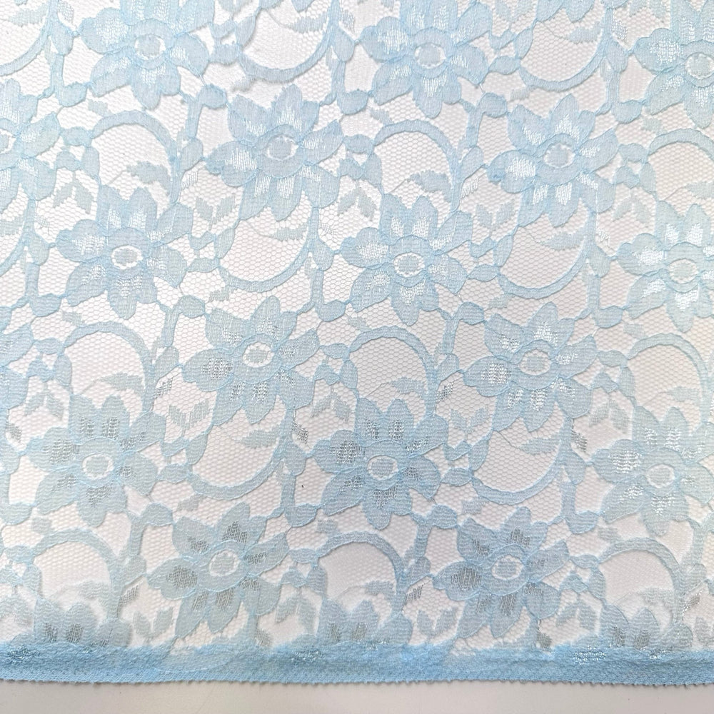 Clear Tropical Waters - Lace Poly Knit - Light Blue Floral - 2.15M Bundle - True Deadstock fabric Fabric by private - Sustainable Textile | FABCYCLE