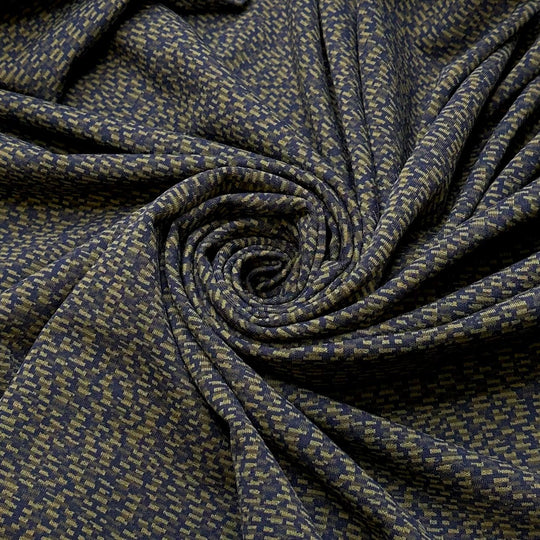 Climbing All The Steps - Interlock Polyester Blend Knit - Dark Navy Multi Abstract - Bundles - True Deadstock fabric Fabric by private - Sustainable Textile | FABCYCLE