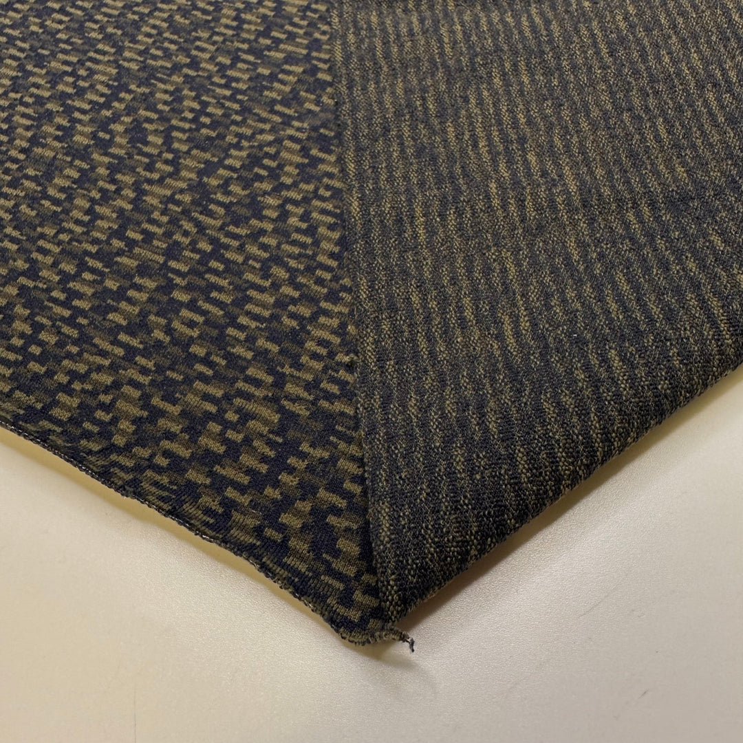 Climbing All The Steps - Interlock Polyester Blend Knit - Dark Navy Multi Abstract - Bundles - True Deadstock fabric Fabric by private - Sustainable Textile | FABCYCLE