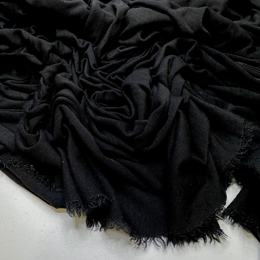Close Your Eyes - Jersey Bamboo Blend Knit - Black - 2.4M Bundle - True Deadstock fabric Fabric by private - Sustainable Textile | FABCYCLE