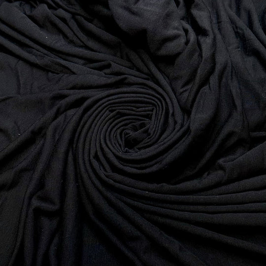 Close Your Eyes - Jersey Bamboo Blend Knit - Black - 2.4M Bundle - True Deadstock fabric Fabric by private - Sustainable Textile | FABCYCLE