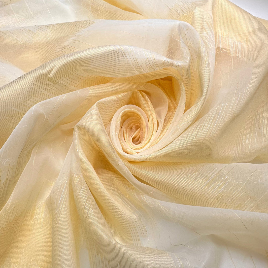 Cloudy Moonlit Skies - Polyester Blend Woven - Light Cream/Yellow Abstract - 1.8M Bundle - True Deadstock fabric Fabric by private - Sustainable Textile | FABCYCLE