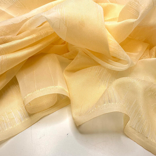Cloudy Moonlit Skies - Polyester Blend Woven - Light Cream/Yellow Abstract - 1.8M Bundle - True Deadstock fabric Fabric by private - Sustainable Textile | FABCYCLE