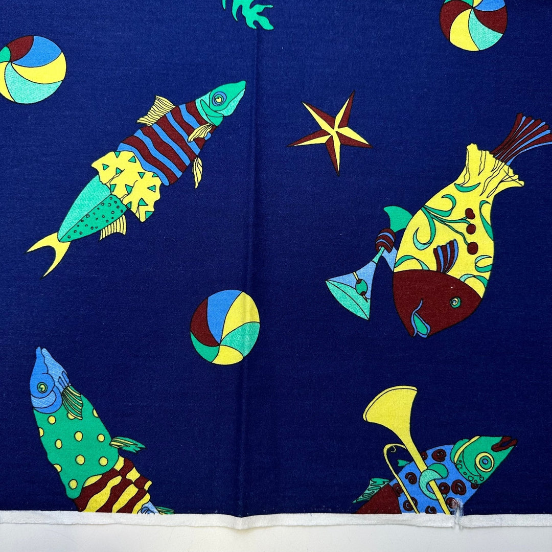 Clown Fish Concert - Cotton Woven - Navy Multi Funny Fish - Bundles - True Deadstock fabric Fabric by private - Sustainable Textile | FABCYCLE