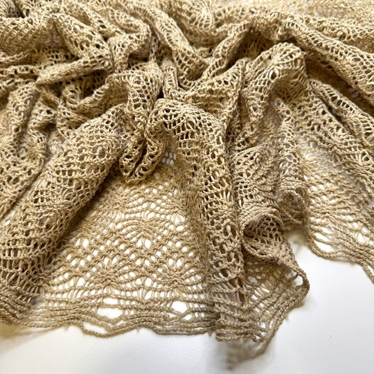 Coastal Fashion - Lace Polyester Blend Knit - Light Beige Geometric - 3.5M Bundle - True Deadstock fabric Fabric by private - Sustainable Textile | FABCYCLE