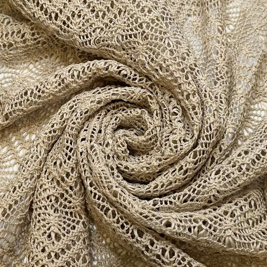 Coastal Fashion - Lace Polyester Blend Knit - Light Beige Geometric - 3.5M Bundle - True Deadstock fabric Fabric by private - Sustainable Textile | FABCYCLE