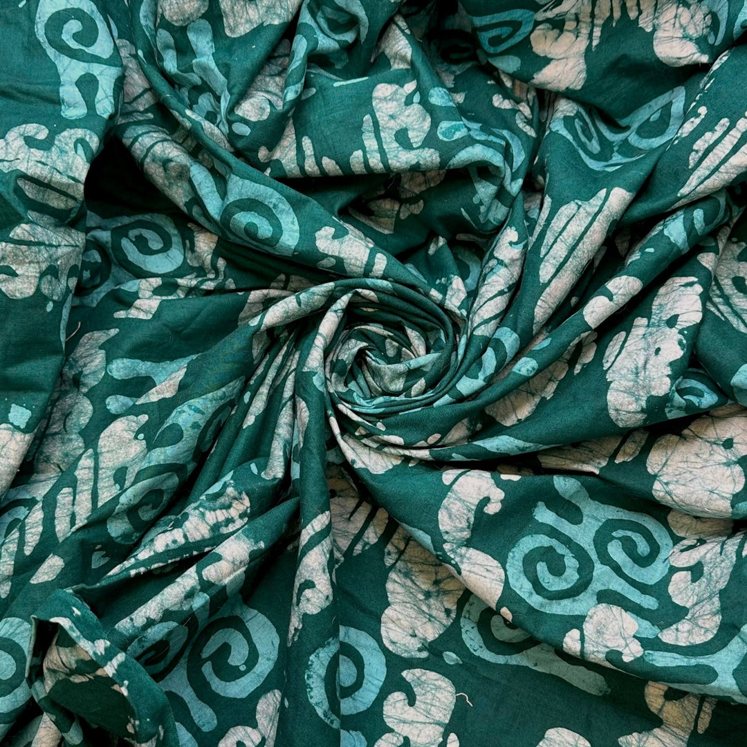 Coastal Holidays - Batik Cotton Woven - Blue/Teal Abstract - 2.5M Bundle - True Deadstock fabric Fabric by private - Sustainable Textile | FABCYCLE