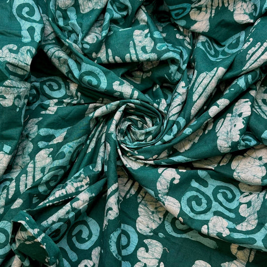 Coastal Holidays - Batik Cotton Woven - Blue/Teal Abstract - 2.5M Bundle - True Deadstock fabric Fabric by private - Sustainable Textile | FABCYCLE