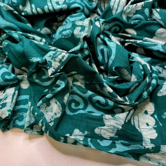 Coastal Holidays - Batik Cotton Woven - Blue/Teal Abstract - 2.5M Bundle - True Deadstock fabric Fabric by private - Sustainable Textile | FABCYCLE