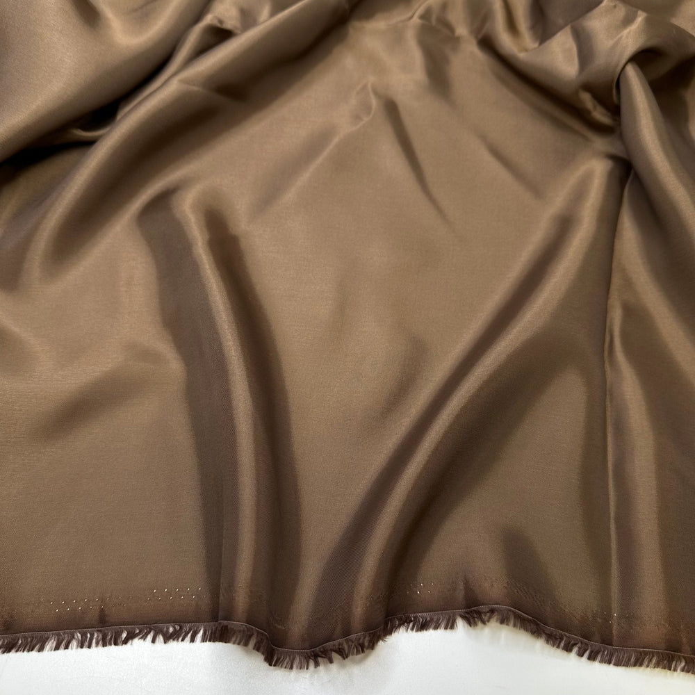 Coffee Before Heading Home - Satin Poly Woven - Brown - 3M Bundle - True Deadstock fabric Fabric by private - Sustainable Textile | FABCYCLE