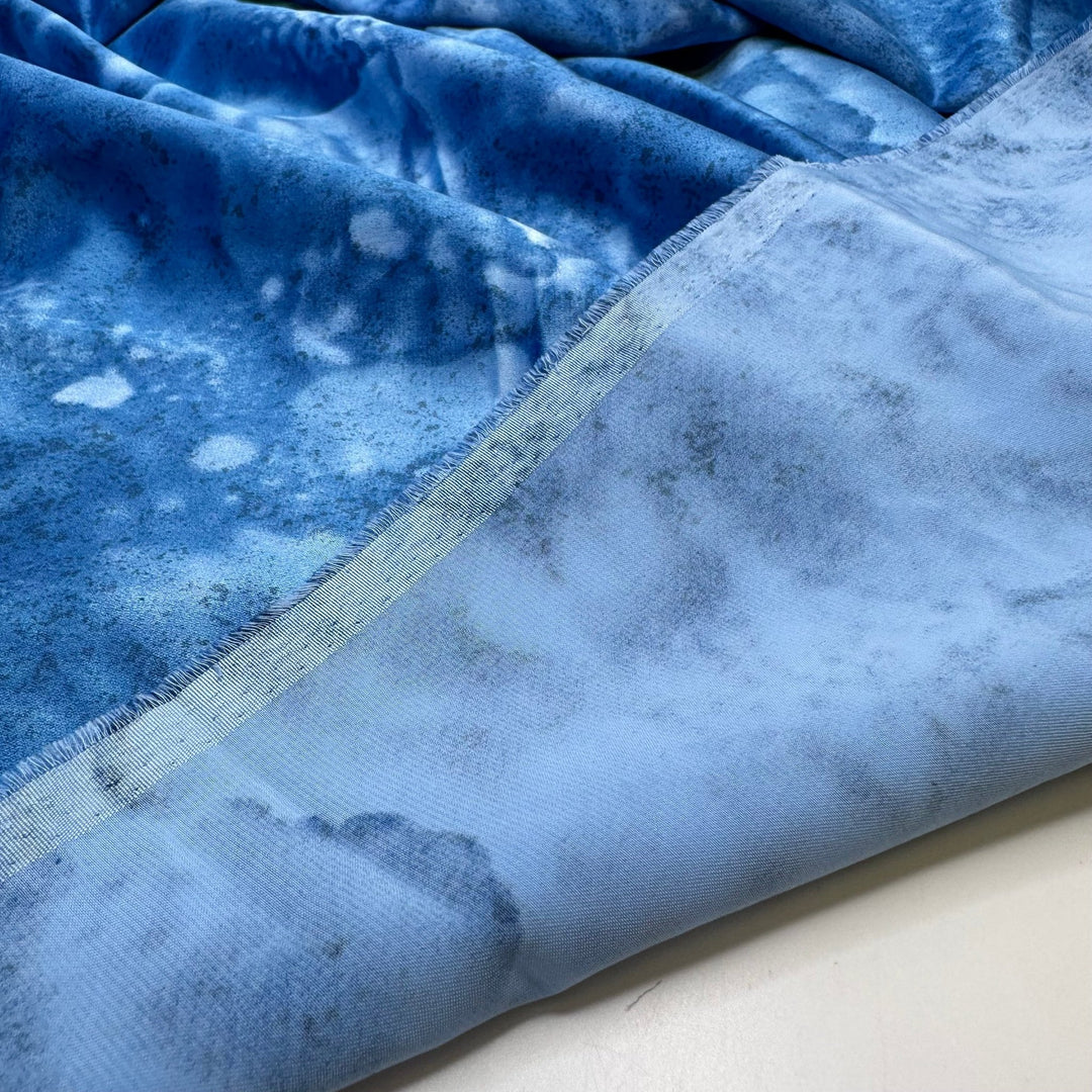 Cold Plunge - Sateen Poly Woven - Blue Abstract - 1.3M Bundle - True Deadstock fabric Fabric by private - Sustainable Textile | FABCYCLE
