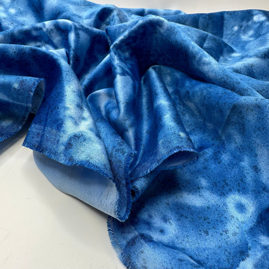 Cold Plunge - Sateen Poly Woven - Blue Abstract - 1.3M Bundle - True Deadstock fabric Fabric by private - Sustainable Textile | FABCYCLE