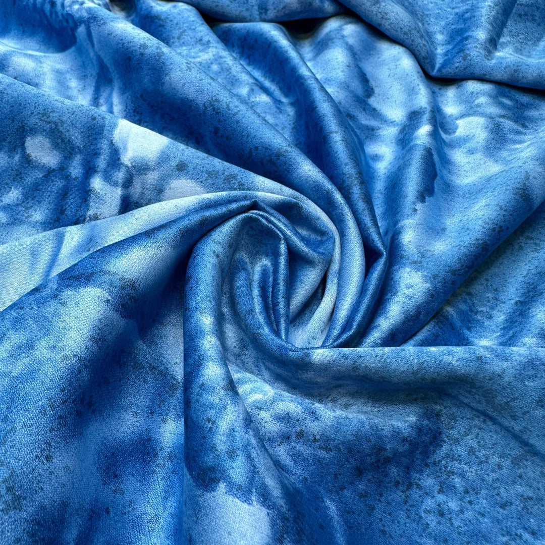 Cold Plunge - Sateen Poly Woven - Blue Abstract - 1.3M Bundle - True Deadstock fabric Fabric by private - Sustainable Textile | FABCYCLE