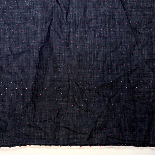 Cold Prevention - Gauze Cotton Woven - Navy/Red Polka Dots - 2M Bundle - True Deadstock fabric Fabric by private - Sustainable Textile | FABCYCLE