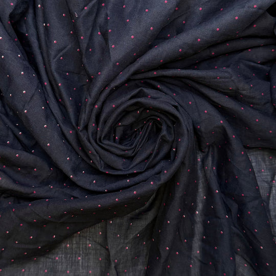 Cold Prevention - Gauze Cotton Woven - Navy/Red Polka Dots - 2M Bundle - True Deadstock fabric Fabric by private - Sustainable Textile | FABCYCLE