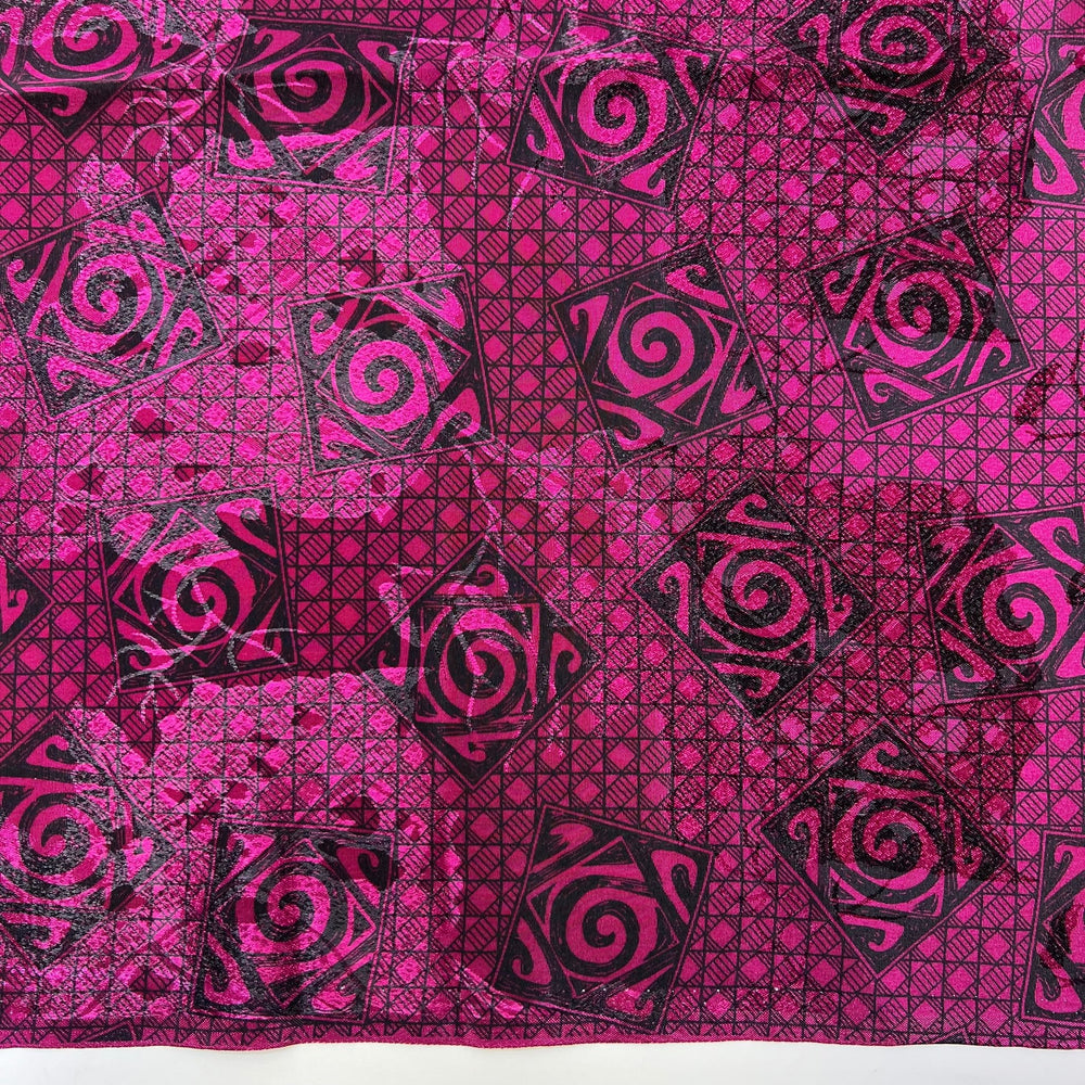 Colour Vortex - Polyester Blend Woven - Dark Pink/Black Geometric - 3.4M Bundle - True Deadstock fabric Fabric by private - Sustainable Textile | FABCYCLE