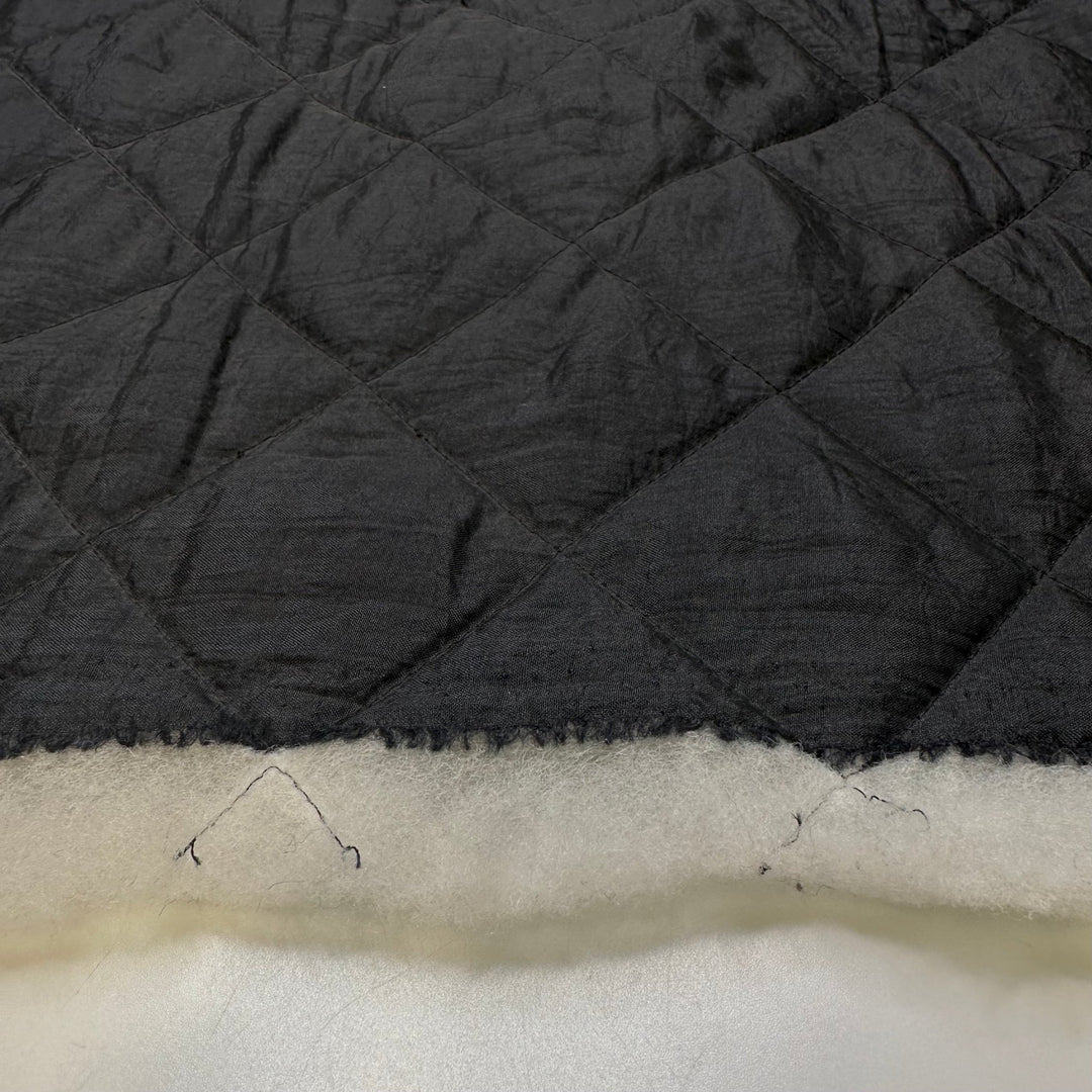 Comforting Abyss - Quilted Batting Poly Woven - Black/White - 2M Bundle - True Deadstock fabric Fabric by private - Sustainable Textile | FABCYCLE