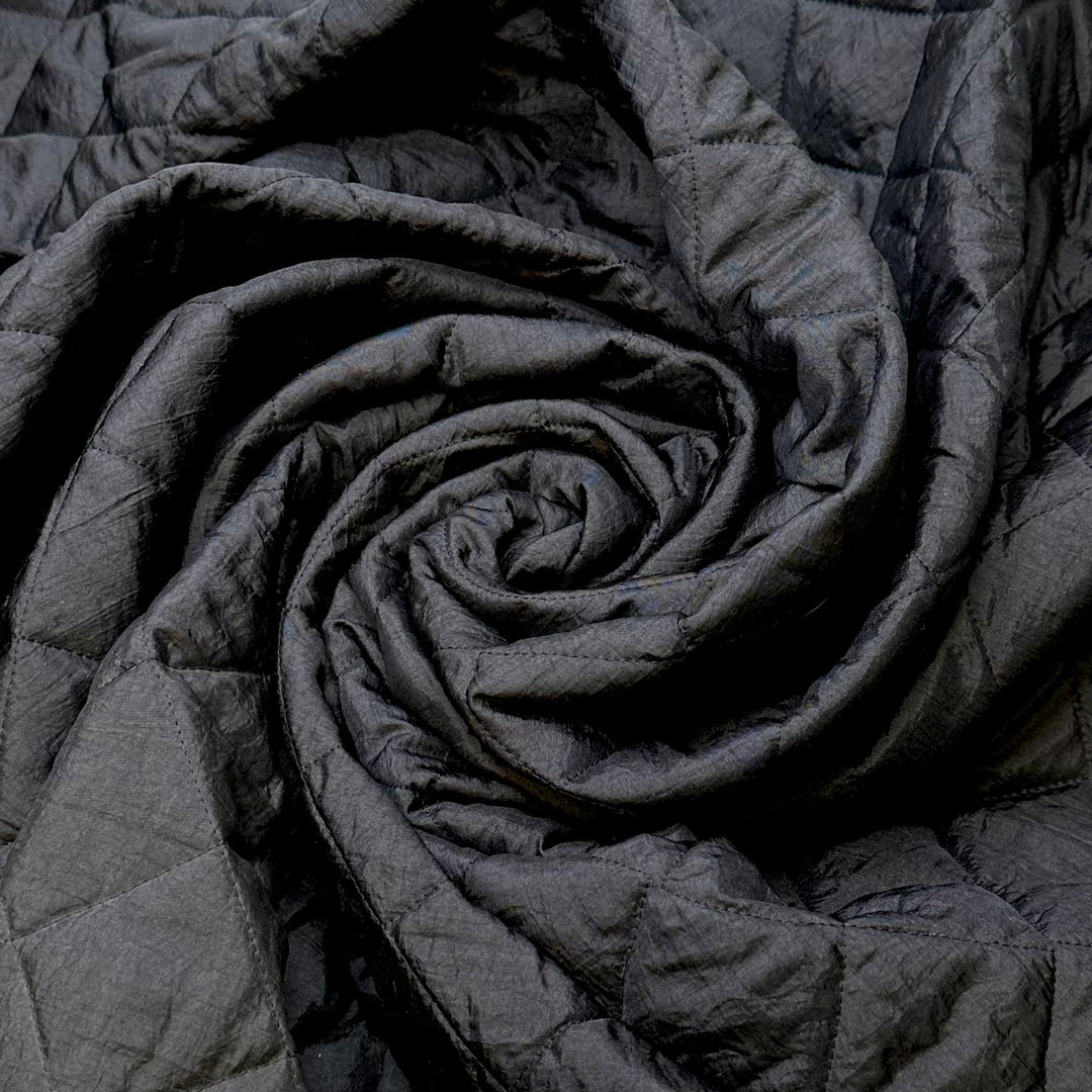 Comforting Abyss - Quilted Batting Poly Woven - Black/White - 2M Bundle - True Deadstock fabric Fabric by private - Sustainable Textile | FABCYCLE