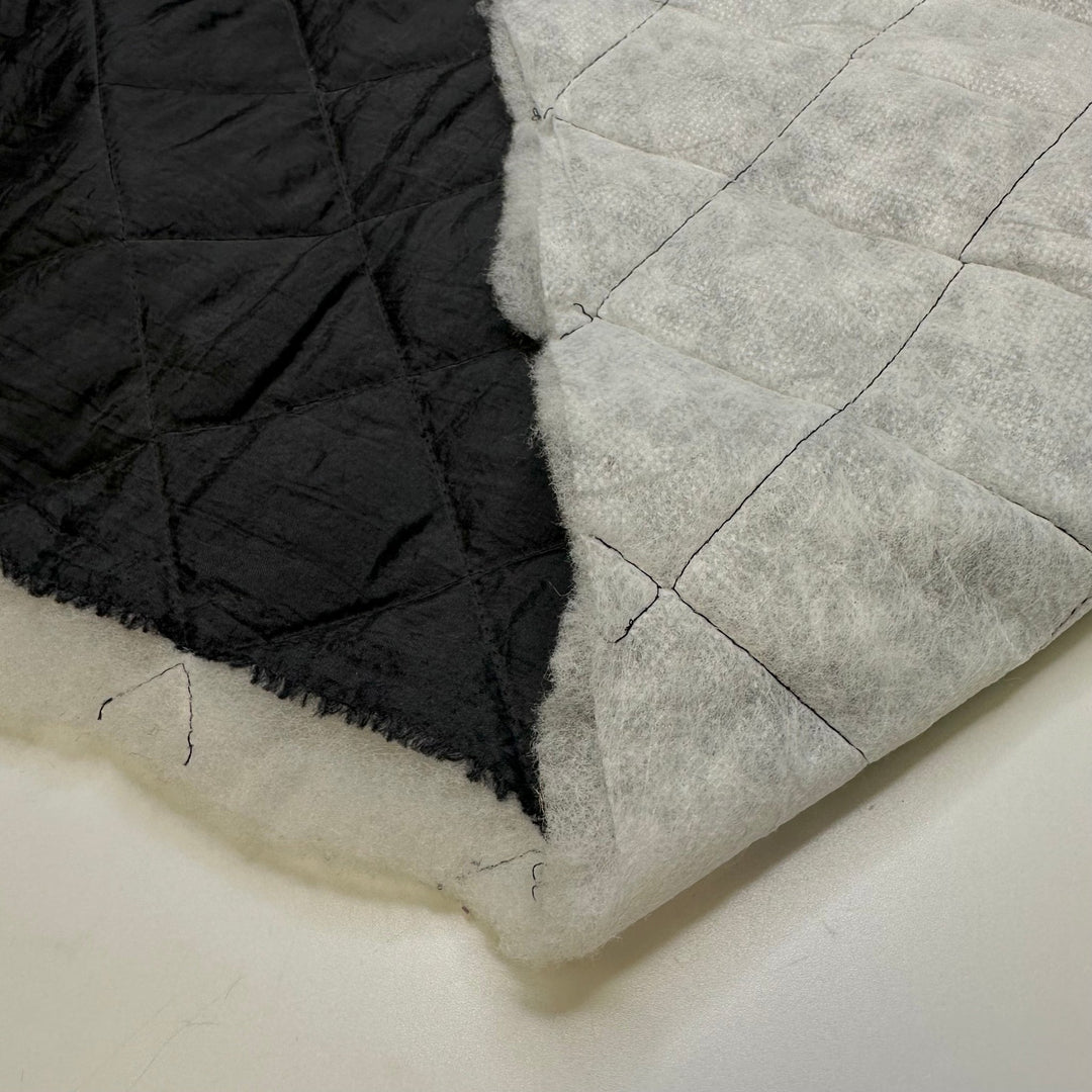 Comforting Abyss - Quilted Batting Poly Woven - Black/White - 2M Bundle - True Deadstock fabric Fabric by private - Sustainable Textile | FABCYCLE