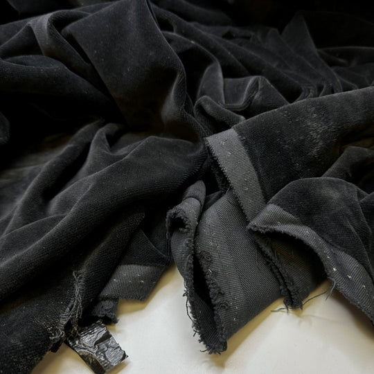 Comforting Warmth - Fire Retardent Velvet Cotton Blend Woven - Dark Grey - 3.75M Bundle - True Deadstock fabric Fabric by private - Sustainable Textile | FABCYCLE