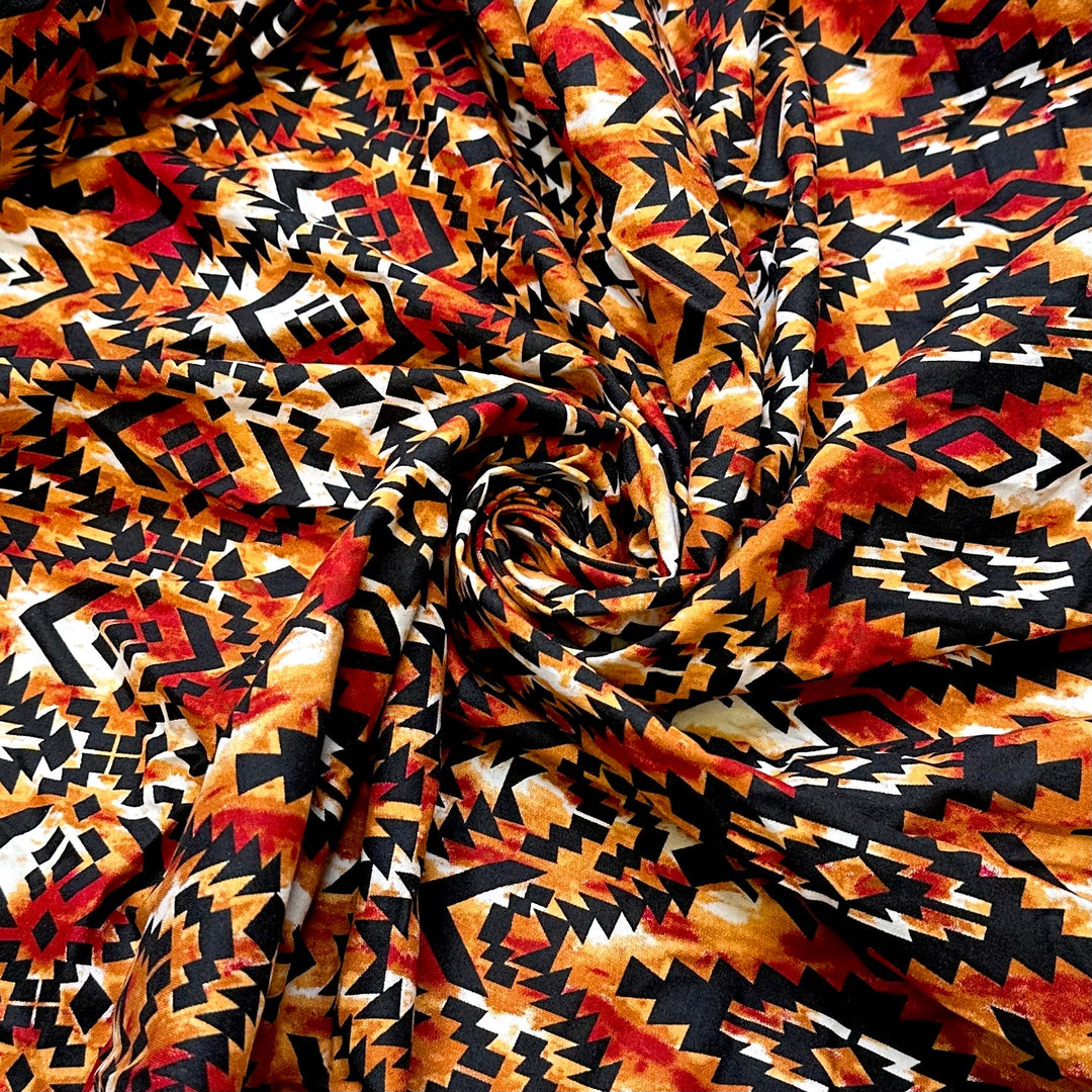 Communing With Nature - Cotton Woven - Beige/Red Printed Ikat - 1.3M Bundle - True Deadstock fabric Fabric by private - Sustainable Textile | FABCYCLE
