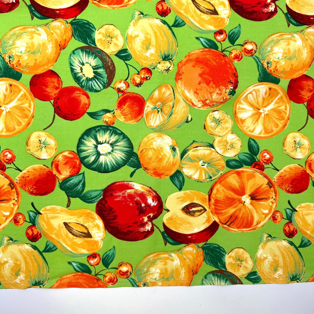 Community Gardens - Polyester Blend Woven - Light Green Multi Fruit - 2.9M Bundle - True Deadstock fabric Fabric by private - Sustainable Textile | FABCYCLE