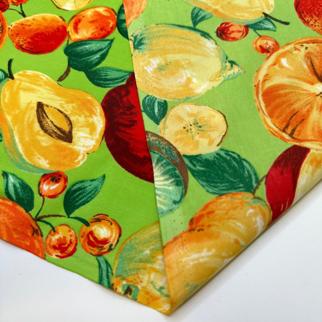 Community Gardens - Polyester Blend Woven - Light Green Multi Fruit - 2.9M Bundle - True Deadstock fabric Fabric by private - Sustainable Textile | FABCYCLE