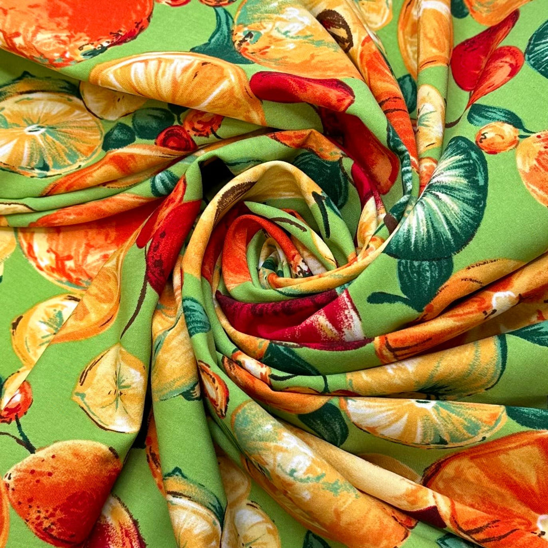 Community Gardens - Polyester Blend Woven - Light Green Multi Fruit - 2.9M Bundle - True Deadstock fabric Fabric by private - Sustainable Textile | FABCYCLE