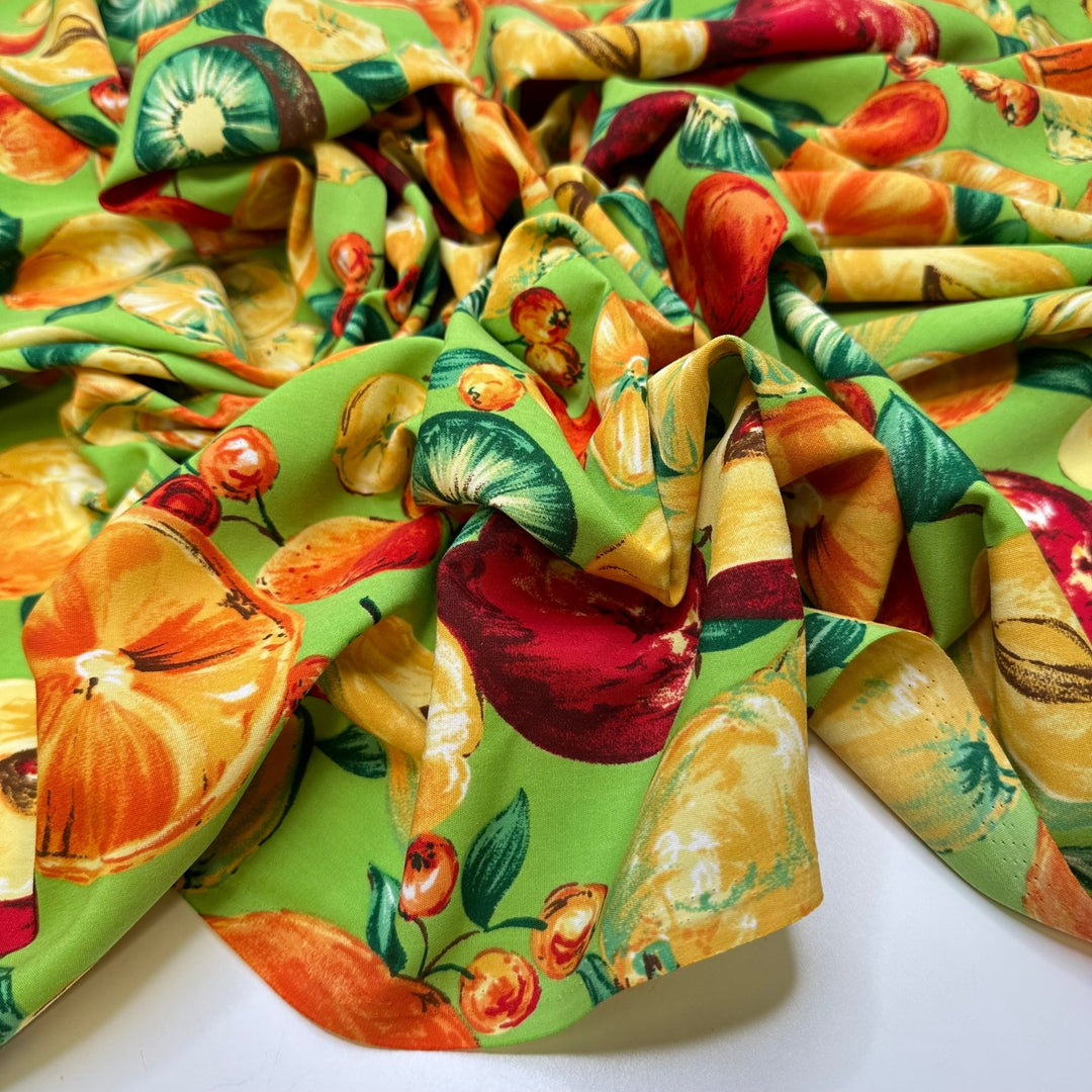 Community Gardens - Polyester Blend Woven - Light Green Multi Fruit - 2.9M Bundle - True Deadstock fabric Fabric by private - Sustainable Textile | FABCYCLE