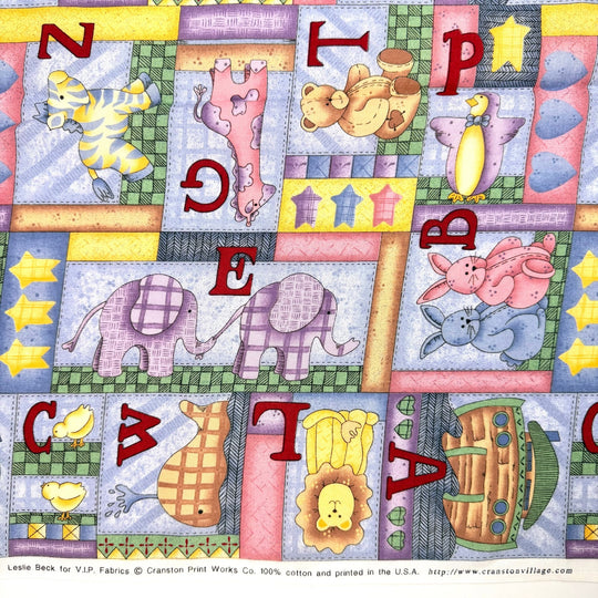 Concert At The Zoo - Cotton Woven - Light Blue Multi Animal Alphabet - 3.8M Bundle - True Deadstock fabric Fabric by private - Sustainable Textile | FABCYCLE