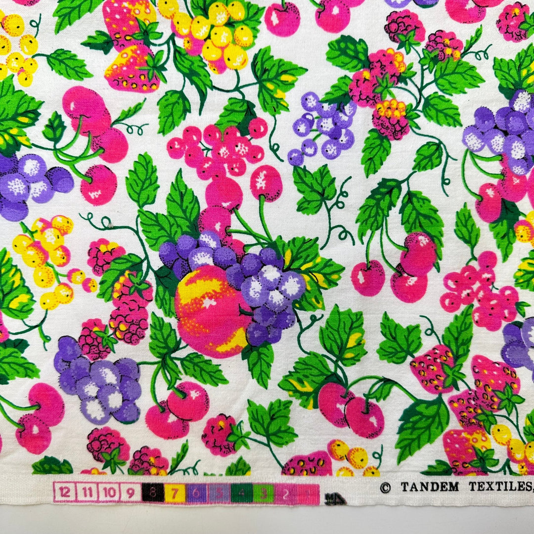 Continental Breakfast - Vintage Cotton Woven - White Multi Fruit - 1M Bundle - True Deadstock fabric Fabric by private - Sustainable Textile | FABCYCLE