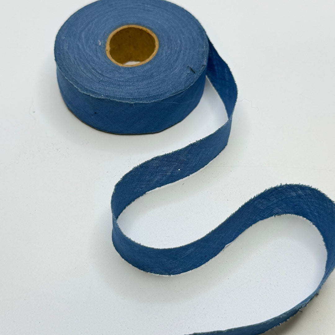 ¾" Continuous Woven Bias Tape - Dark Blue - Roll - True Deadstock supplies Fabric by private - Sustainable Textile | FABCYCLE