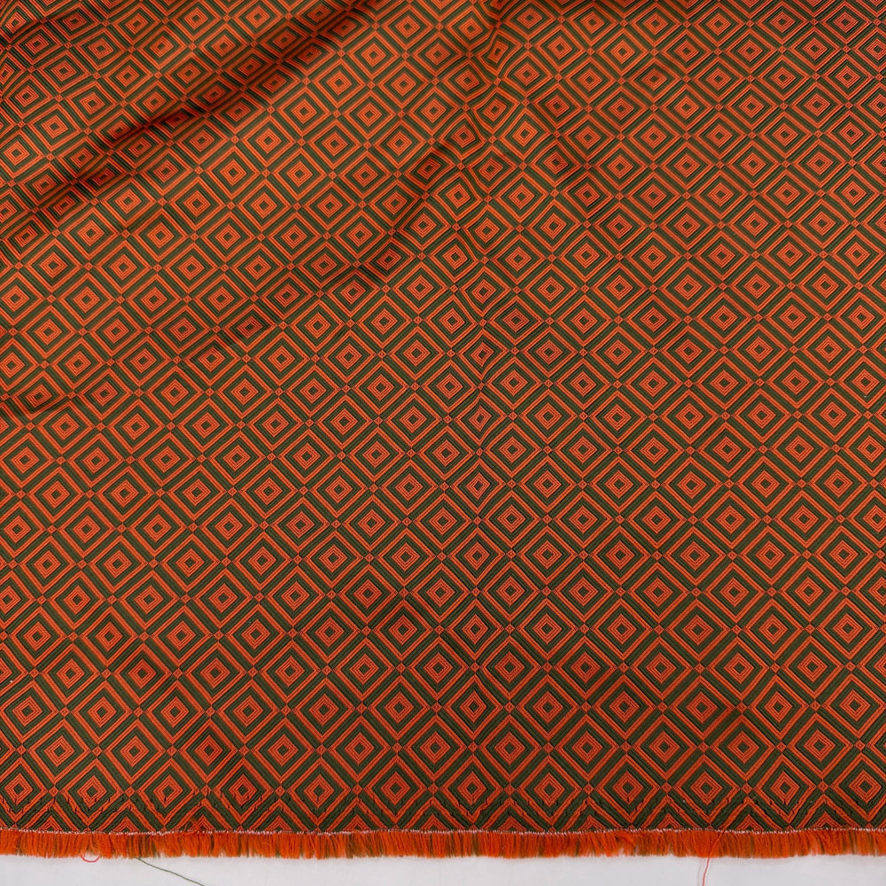 Conversation Starter - Polyester Blend Woven - Dark Orange/Green Geometric - 3.35M Bundle - True Deadstock fabric Fabric by private - Sustainable Textile | FABCYCLE