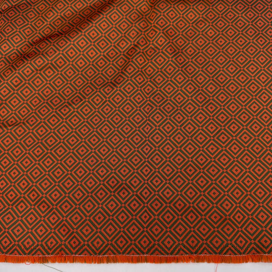 Conversation Starter - Polyester Blend Woven - Dark Orange/Green Geometric - 3.35M Bundle - True Deadstock fabric Fabric by private - Sustainable Textile | FABCYCLE