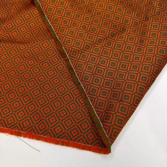Conversation Starter - Polyester Blend Woven - Dark Orange/Green Geometric - 3.35M Bundle - True Deadstock fabric Fabric by private - Sustainable Textile | FABCYCLE