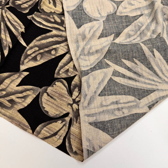 Corn Is A-maize-ing - Cotton/Linen Woven - Cream/Black Floral - 2.65M Bundle - True Deadstock fabric Fabric by private - Sustainable Textile | FABCYCLE