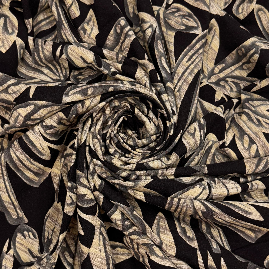 Corn Is A-maize-ing - Cotton/Linen Woven - Cream/Black Floral - 2.65M Bundle - True Deadstock fabric Fabric by private - Sustainable Textile | FABCYCLE