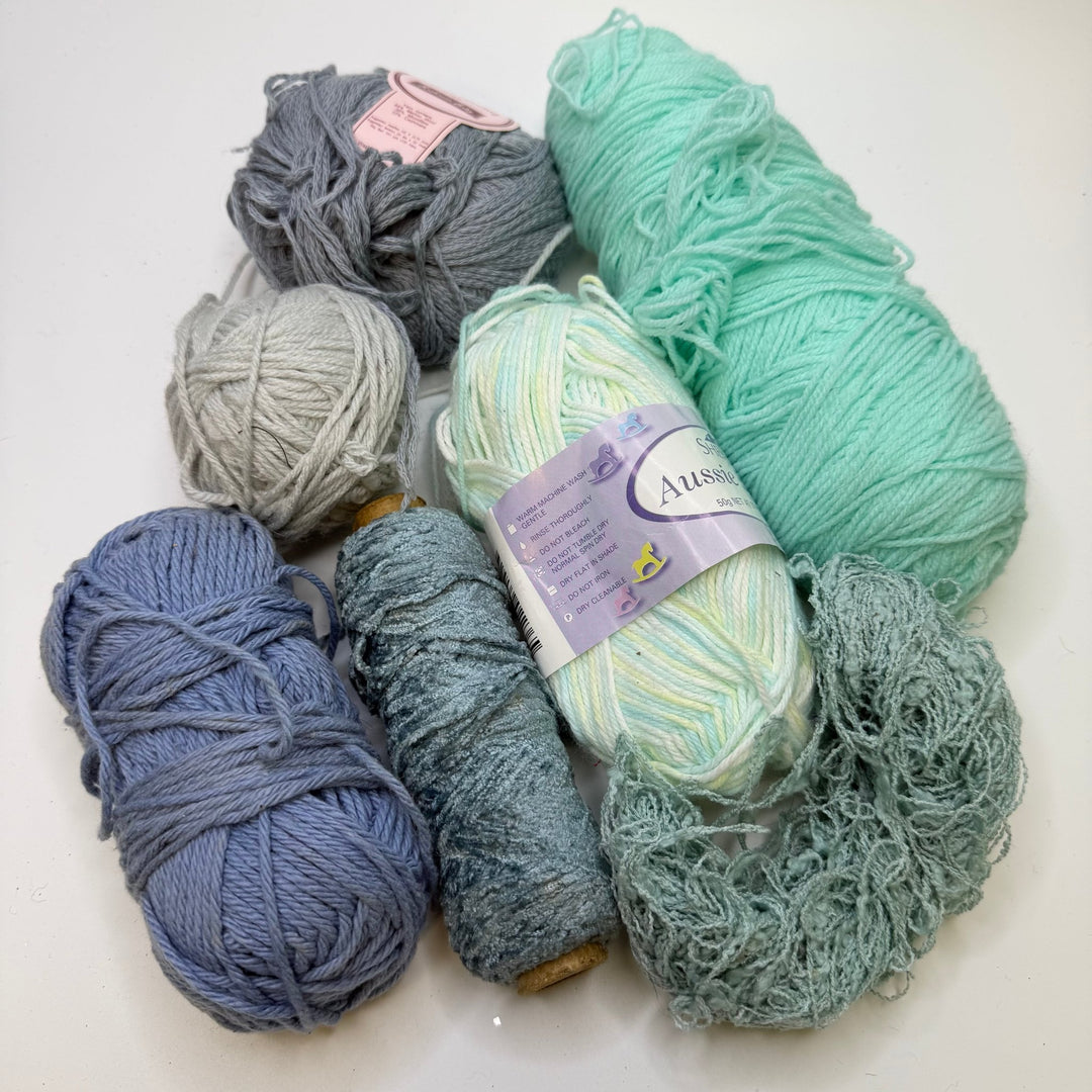 Cotton and Acrylic Yarn - Green - 7 Pack - True Deadstock supplies Fabric by private - Sustainable Textile | FABCYCLE