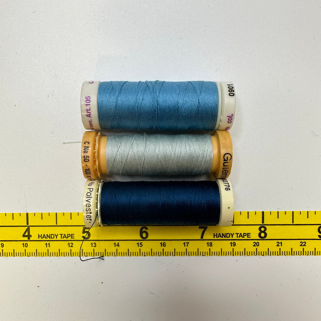 Cotton And Poly All Purpose Thread - Blue/Navy - 3 Pack - True Deadstock supplies Fabric by private - Sustainable Textile | FABCYCLE