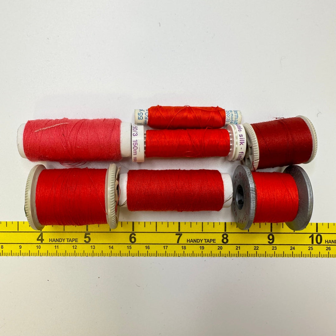 Cotton And Poly All Purpose Thread - Red/Pink - 7 Pack - True Deadstock supplies Fabric by private - Sustainable Textile | FABCYCLE