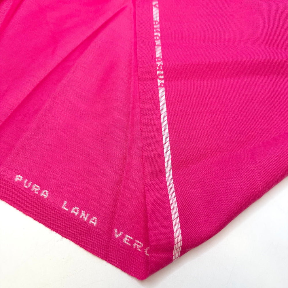 Cotton Candy Quartz - Sateen Virgin Wool Woven - Bright Barbie Pink - 3M Bundle - True Deadstock fabric Fabric by private - Sustainable Textile | FABCYCLE