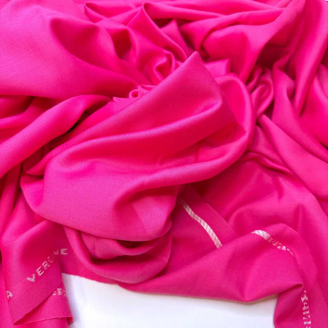 Cotton Candy Quartz - Sateen Virgin Wool Woven - Bright Barbie Pink - 3M Bundle - True Deadstock fabric Fabric by private - Sustainable Textile | FABCYCLE